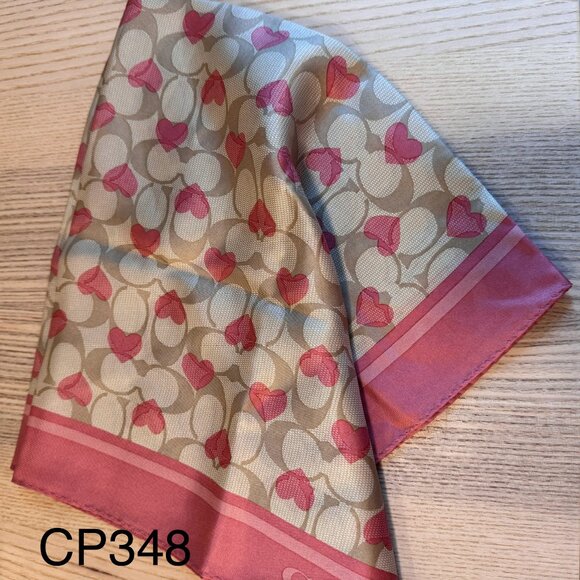 coach Signature Heart Print Silk Bandana cp348 - Picture 1 of 6
